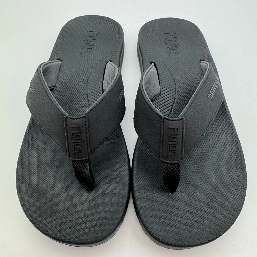 Flojos‎ Men's Black Flip Flop Sandals Size 9 Comfort Beach Casual Thong Slip On